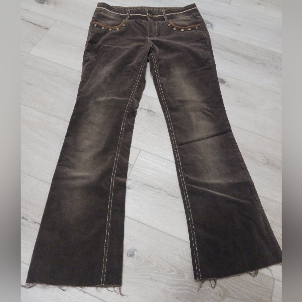 Miss Me Brown Flared Jeans with Stud Accents